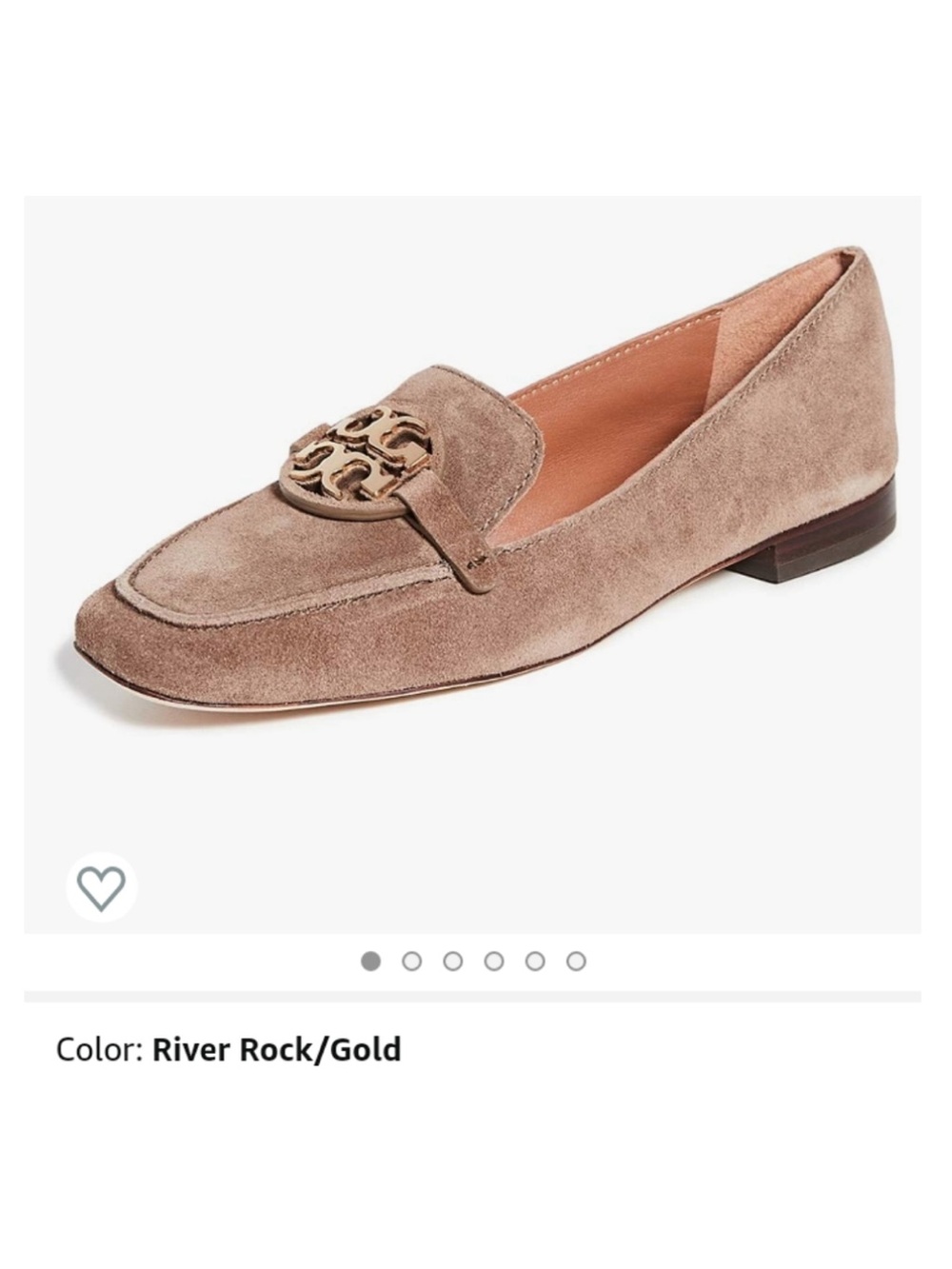 Tory Burch Miller Suede Logo Loafers in River Rock & Gold - Picture 3 of 10